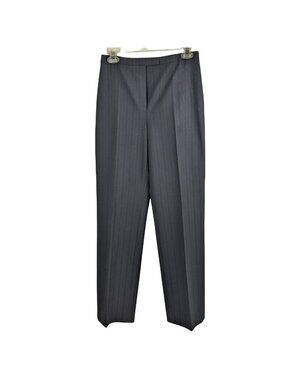 Tahari Sz 8 Black Polyester Blend Flat Front Black with Pinstripe No Pockets 26g